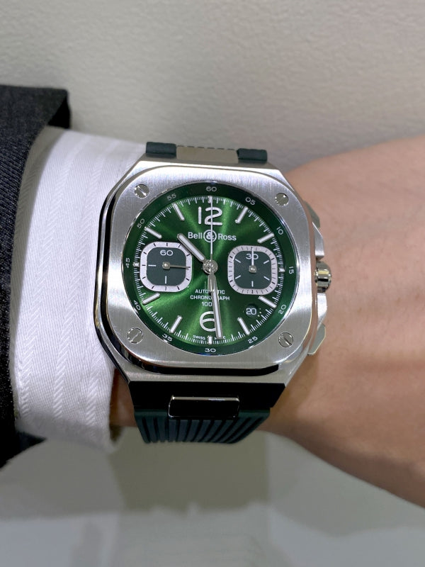 セットアップに忍ばせる、知的なグリーン/ベルロス BR-05クロノ グリーン スティール/BR05C-GN-ST/SRB