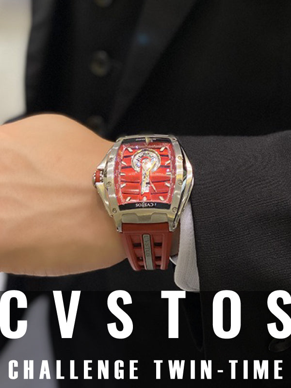 鮮烈の赤を纏った未来的タイムピース クストス チャレンジ レーシング ツインタイム/品番:CVT-TW-T-RC ST RED