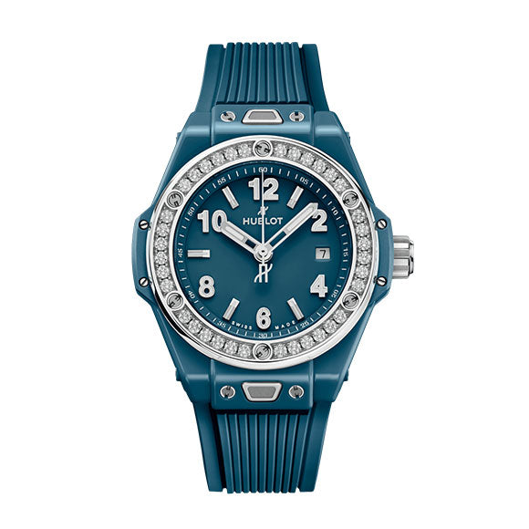 BIG BANG ONE CLICK PETROL BLUE CERAMIC DIAOMONDS 33mm<br><font size=1pt>ビッグ・バン ワンクリック ぺトロール ブルーセラミック ダイヤモンド 33mm</font>