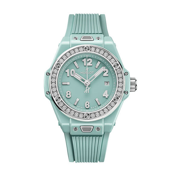BIG BANG ONE CLICK<br>MINT GREEN CERAMIC DIAMONDS 33mm<br><font size=1pt>ビッグ・バン ワンクリック ミントグリーン セラミック ダイヤモンド 33mm</font>