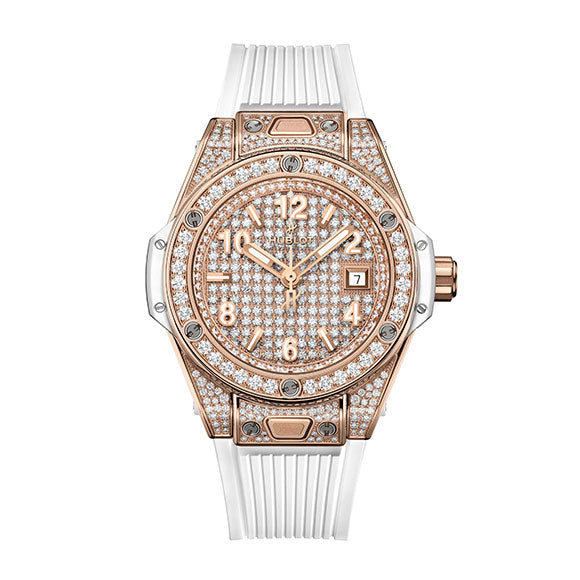 BIG BANG ONE CLICK<br>KING GOLD WHITE FULL PAVE 33mm<br><font size=1pt>ビッグ・バン ワンクリック キングゴールド ホワイト フルパヴェ 33mm</font>