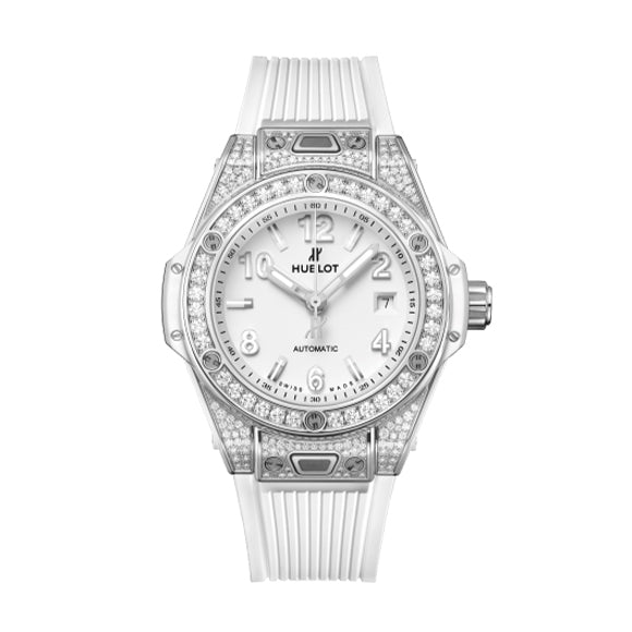 BIG BANG ONE CLICK STEEL WHITE PAVE33mm<br><font size=1pt>ビッグ・バン ワンクリック スチール ホワイトパヴェ 33mm</font>
