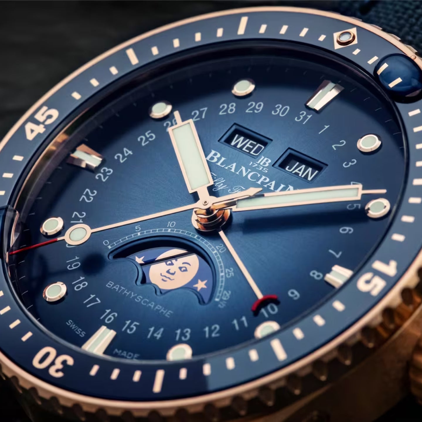 FIFTY FATHOMS BATHYSCAPHE QUANTIEME COMPLET PHASES DE LUNE<br><font size=1pt>フィフティ ファゾムス バチスカーフ コンプリートカレンダー</font>