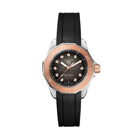 TAG HEUER タグホイヤー アクアレーサー プロフェッショアンル200 WBP2451.FT6200 腕時計
 K18ピンクゴールド K18PG/ステンレススチール K18PG/ラバー スモーキーブラック文字盤 自動巻き レディース【中古】 アクアレーサー プロフェッショナル 200