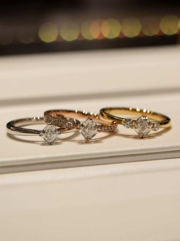 太陽のように煌めくゴールドリング✨　ロイヤル・アッシャー／AC038・AC039-YG・AB044-PG