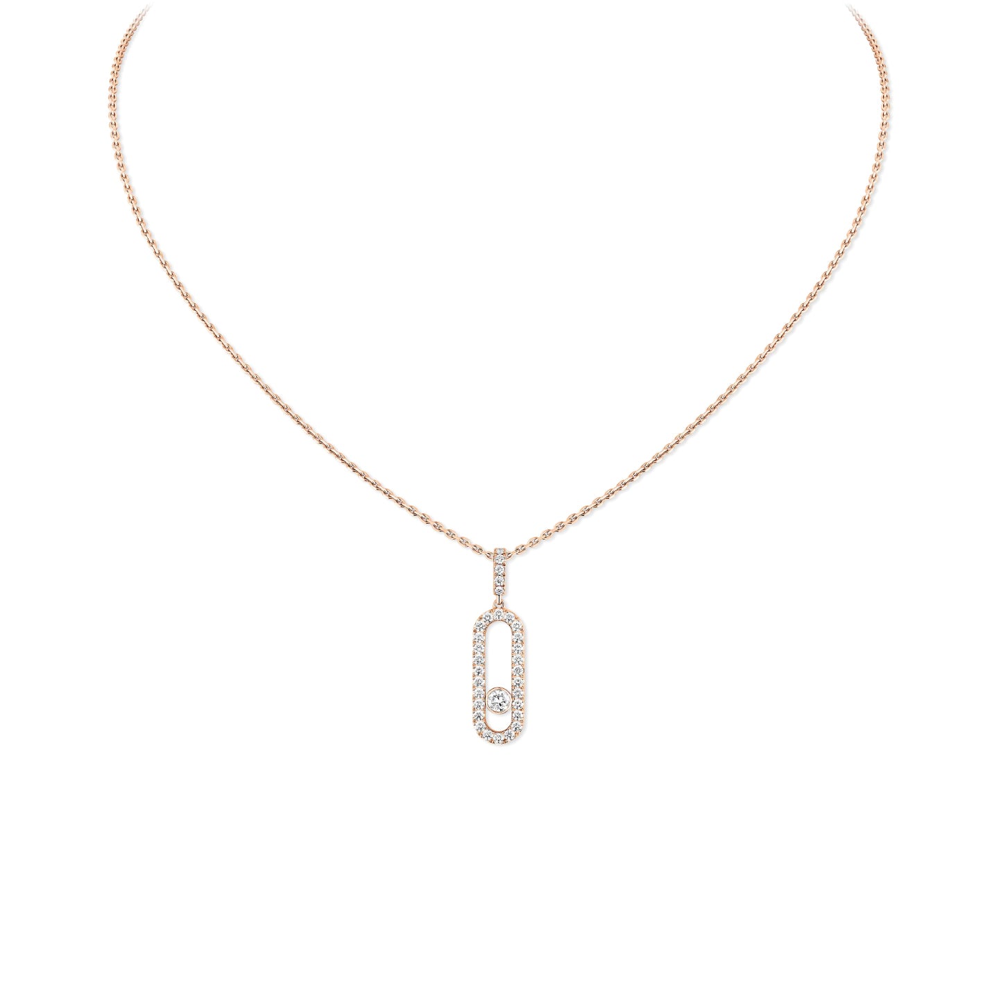 Move Uno pavé pendant necklace Large model<br><font size=1pt>ムーヴ ウノ パヴェ ペンダントネックレス ラージ</font>