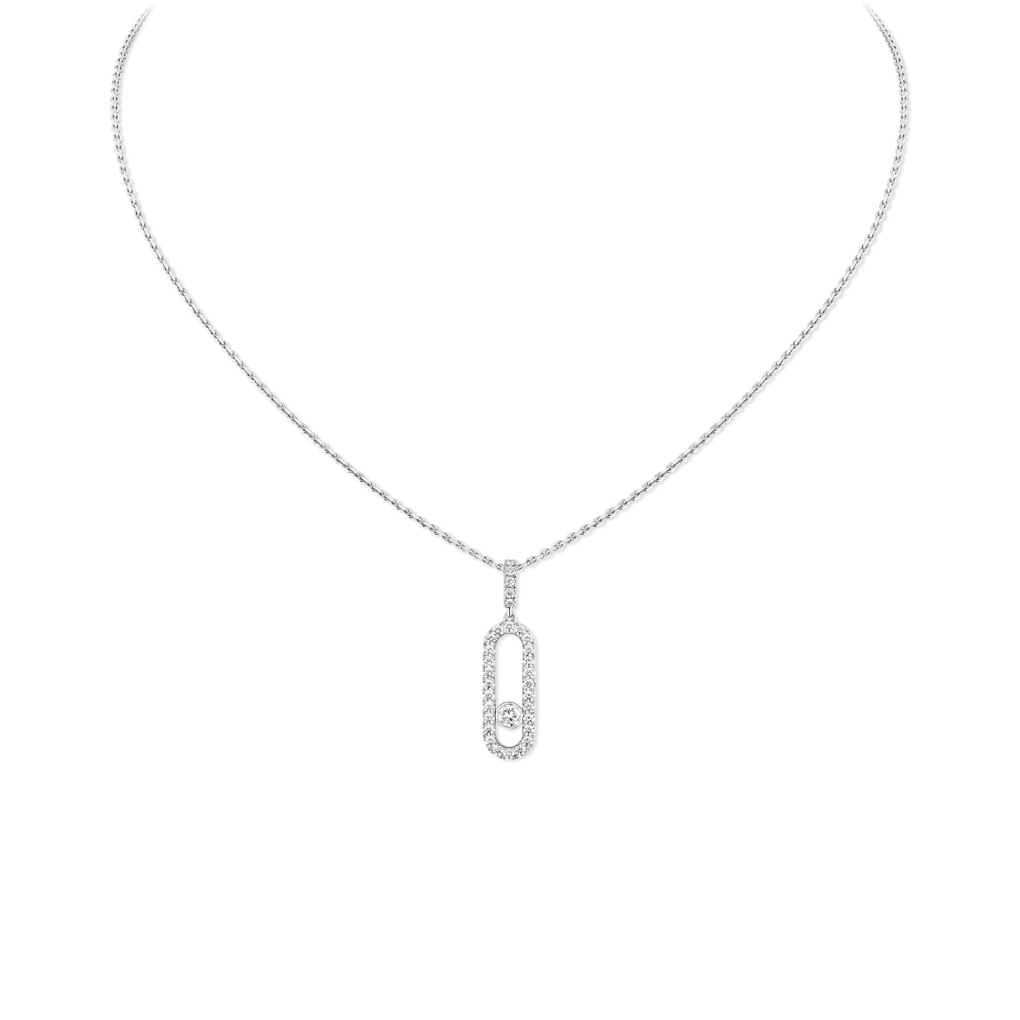 Move Uno pavé pendant necklace Large model<br><font size=1pt>ムーヴ ウノ パヴェ ペンダントネックレス ラージ</font>