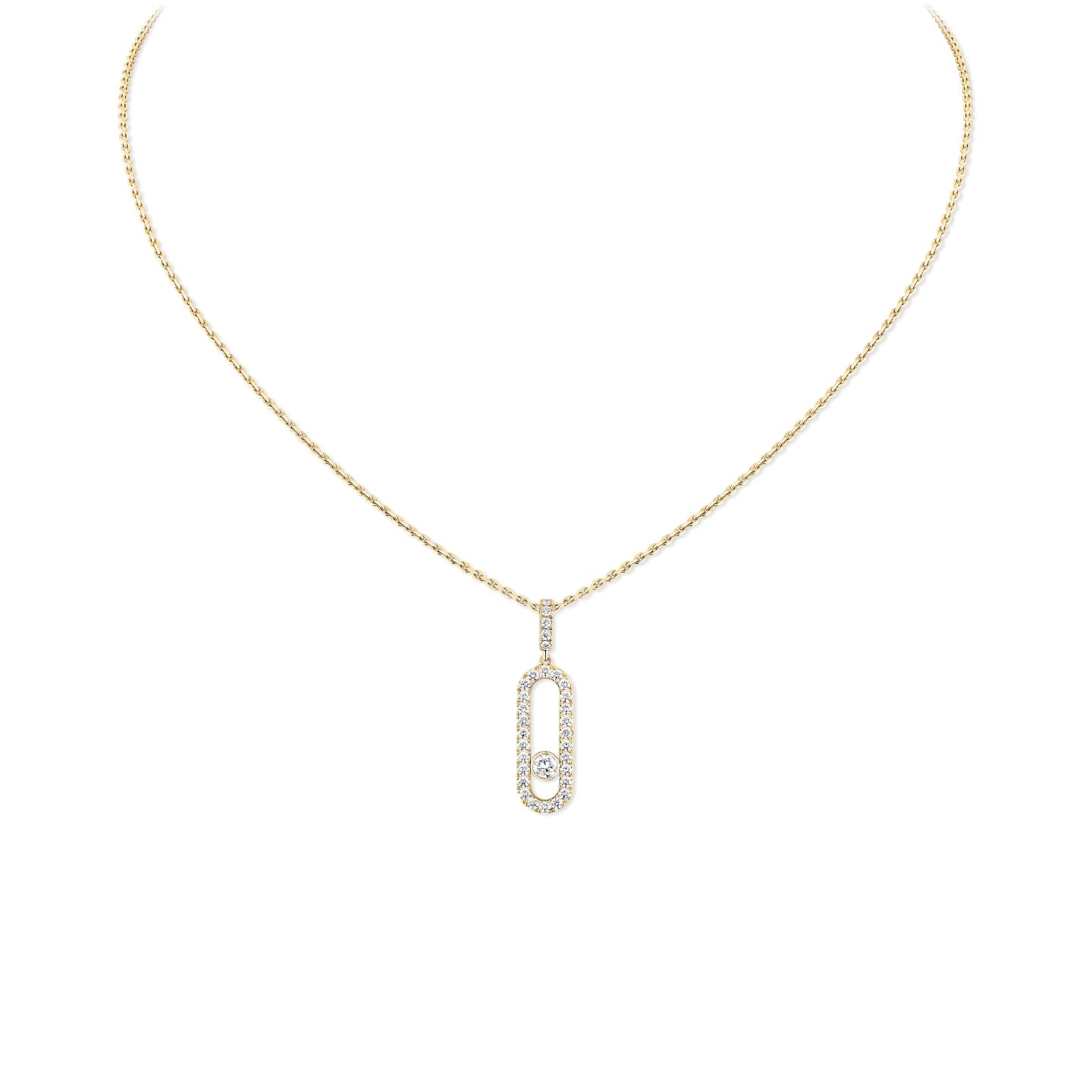 Move Uno pavé pendant necklace Large model<br><font size=1pt>ムーヴ ウノ パヴェ ペンダントネックレス ラージ</font>