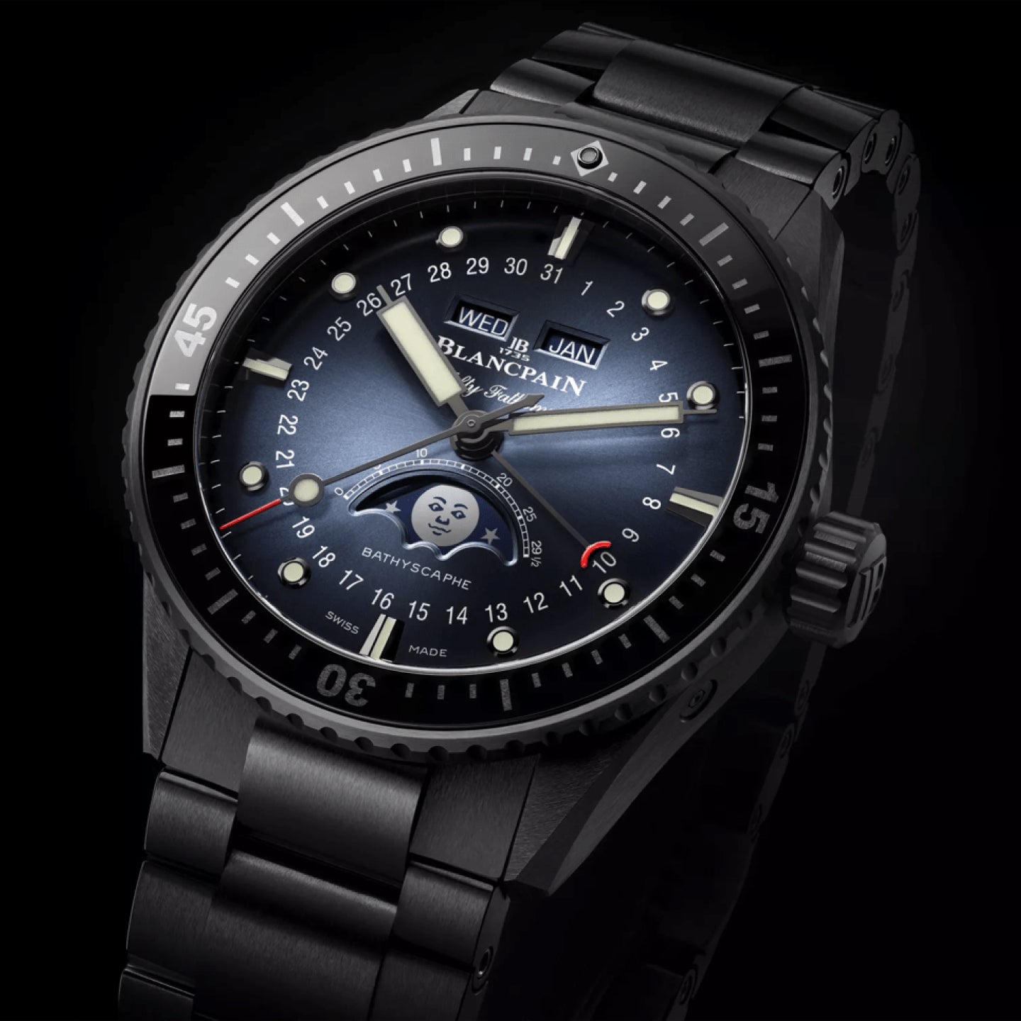 FIFTY FATHOMS BATHYSCAPHE QUANTIEME COMPLET PHASES DE LUNE<br><font size=1pt>フィフティ ファゾムス バチスカーフ コンプリートカレンダー</font>