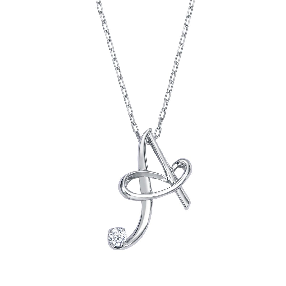 INITIAL "A"  PLATINUM DIAMOND PENDANT<br><font size=1pt>イニシャル"A" プラチナ ダイヤモンド ペンダント</font>
