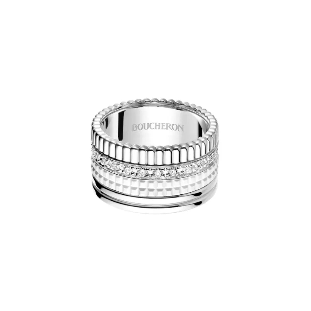 QUATRE DOUBLE WHITE EDITION LARGE RING<br><font size=1pt>キャトル ダブルホワイト ダイヤモンド リング ラージ</font>