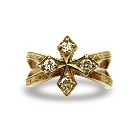 LARGE STAR FANCY CROSS RING