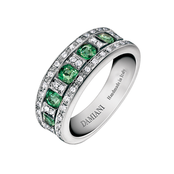 BELLE ÉPOQUE　WHITE GOLD, DIAMOND AND EMERALD RING