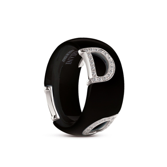 D.icon Black ceramic, white gold and diamonds ring