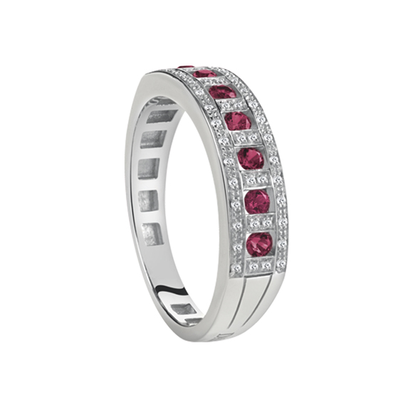 BELLE ÉPOQUE　WHITE GOLD, DIAMONDS AND RUBIES RING