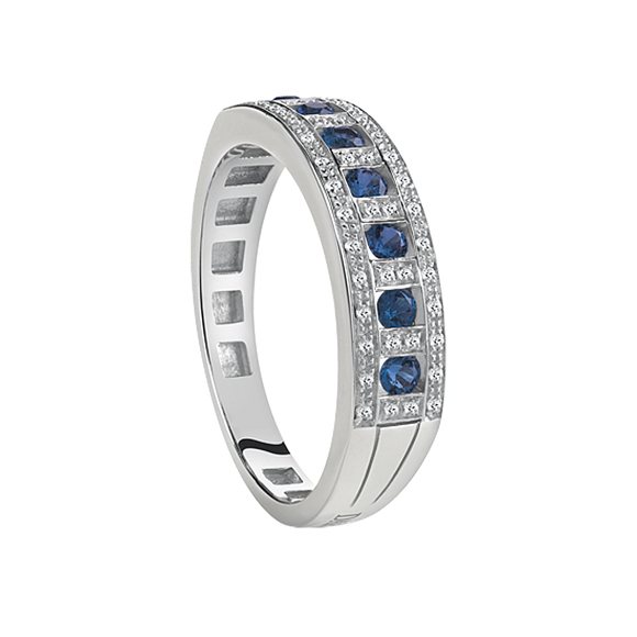 BELLE ÉPOQUE　WHITE GOLD, DIAMOND AND SAPPHIRE RING