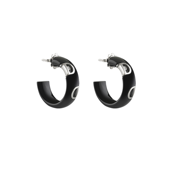 D.ICON　BLACK CERAMIC, WHITE GOLD AND DIAMOND EARRINGS