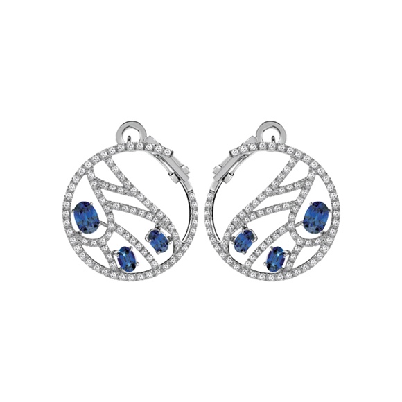 BATTITO D’ALI　WHITE GOLD EARRINGS WITH DIAMONDS AND SAPPHIRES