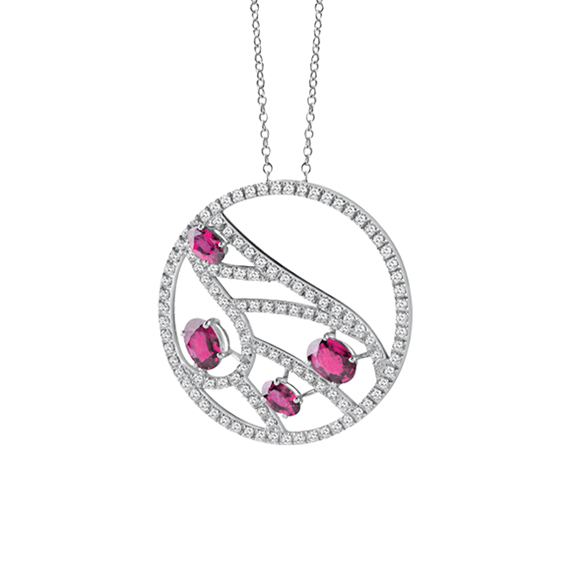 BATTITO D’ALI　WHITE GOLD NECKLACE WITH DIAMONDS AND RUBIES