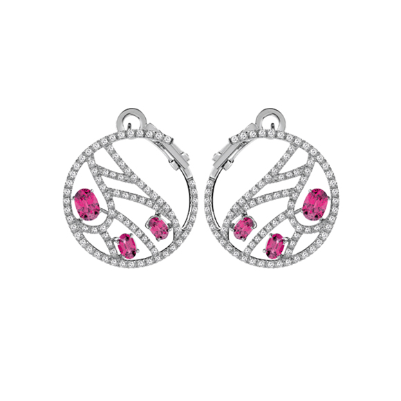BATTITO D’ALI　WHITE GOLD EARRINGS WITH DIAMONDS AND RUBIES