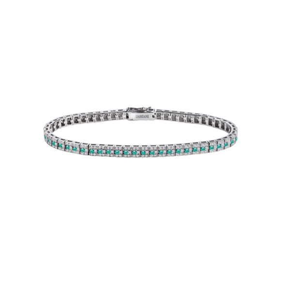 BELLE ÉPOQUE　WHITE GOLD BRACELET WITH DIAMONDS AND EMERALDS