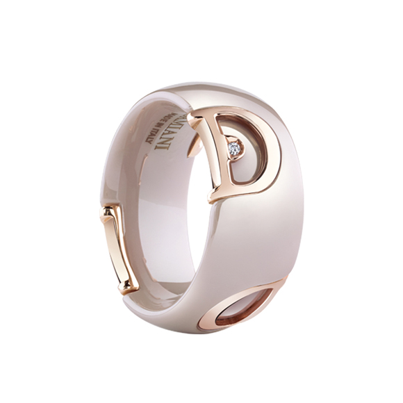 D.ICON　CAPPUCCINO CERAMIC, PINK GOLD AND DIAMONDS RING