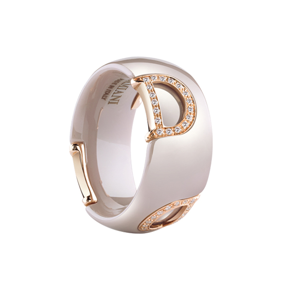 D.ICON　CAPPUCCINO CERAMIC, PINK GOLD AND DIAMONDS RING