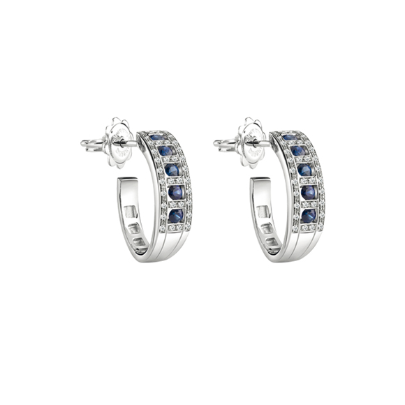 BELLE ÉPOQUE　WHITE GOLD, DIAMONDS AND SAPPHIRES EARRINGS