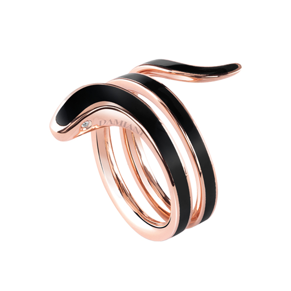 EDEN　BLACK CERAMIC, PINK GOLD AND DIAMONDS RING