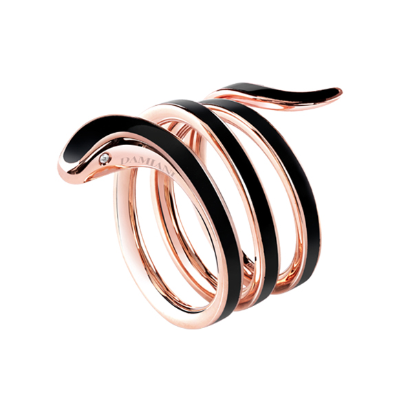 EDEN　BLACK CERAMIC, PINK GOLD AND DIAMONDS RING