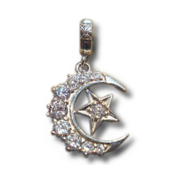 MEDIUM CRESCENT MOON/ STAR PENDANT