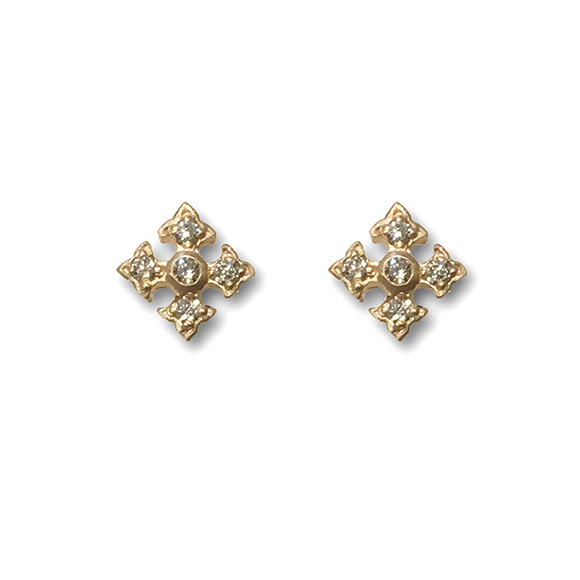 TINY FANCY CROSS STUD EARRING