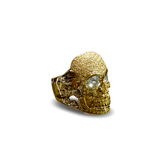 GIANT SKULL HEAD RING/IRREGULAR PAVE