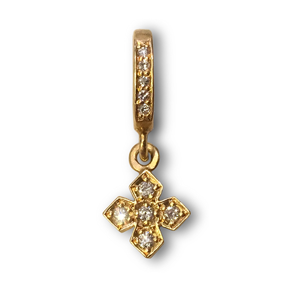 TINY ROUND PRINCESS CROSS PENDANT