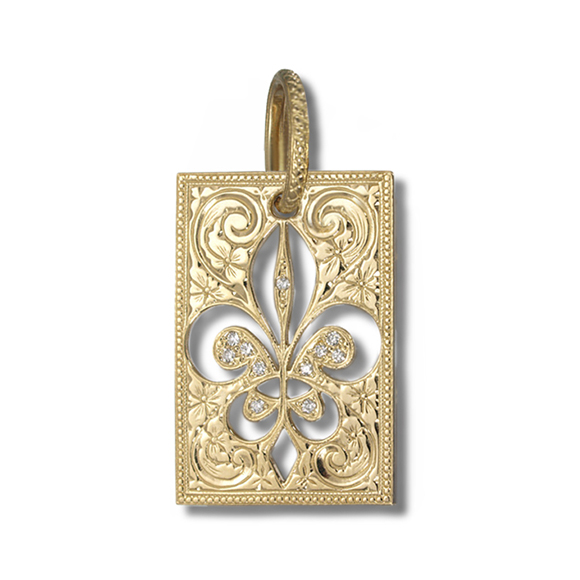 SMALL RECT FLAT ROYAL FLEUR DE LIS PENDANT